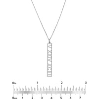 Olas d'Oro - 14K White Gold 5mm Vertical Roman Numeral Pendant Necklace