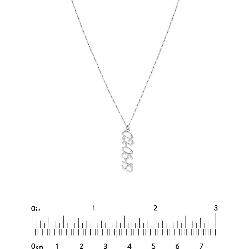 Olas d'Oro - 14K White Gold 5mm Vertical Script Numeral Necklace