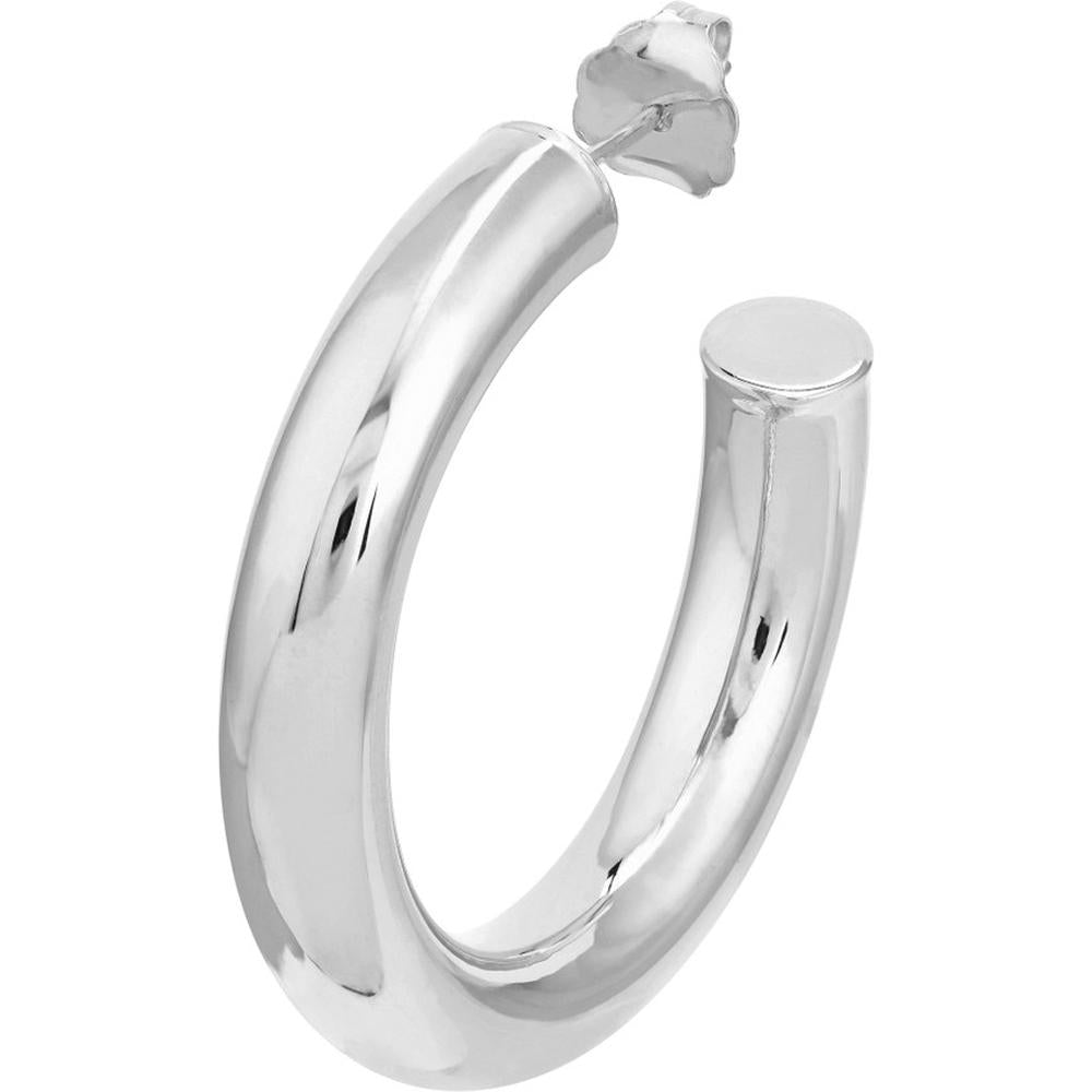 Olas d'Oro - 14K White Gold 5mm x 30mm Tube Hoop Earrings - 3.84 Grams