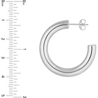 Olas d'Oro - 14K White Gold 5mm x 30mm Tube Hoop Earrings - 3.84 Grams