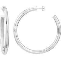 Olas d'Oro - 14K White Gold 60mm Tube Hoop Earrings - 8.80 Grams Weight