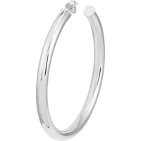 Olas d'Oro - 14K White Gold 60mm Tube Hoop Earrings - 8.80 Grams Weight