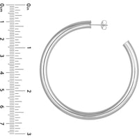 Olas d'Oro - 14K White Gold 60mm Tube Hoop Earrings - 8.80 Grams Weight