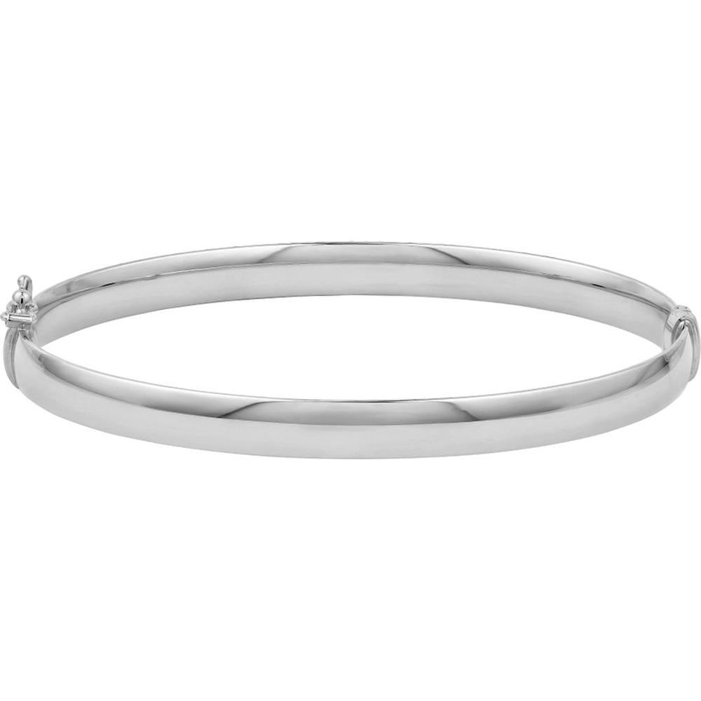 Olas d'Oro - 14K White Gold 6mm Flat Oval Tube Bangle - 5.40 Grams Weight