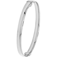 Olas d'Oro - 14K White Gold 6mm Flat Oval Tube Bangle - 5.40 Grams Weight