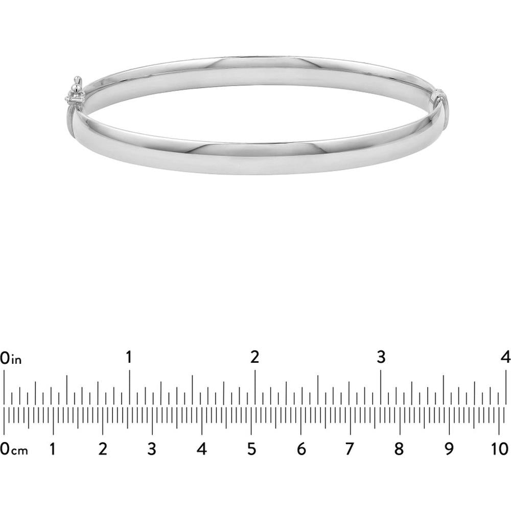 Olas d'Oro - 14K White Gold 6mm Flat Oval Tube Bangle - 5.40 Grams Weight