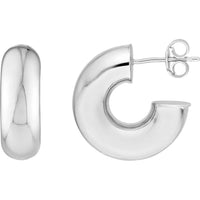 Olas d'Oro - 14K White Gold 6mm Polished Open Hoop Earrings - 2.70 Grams Total Weight