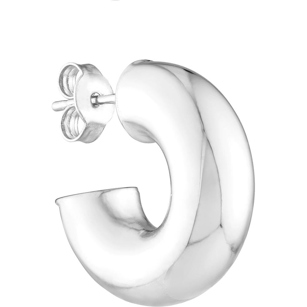 Olas d'Oro - 14K White Gold 6mm Polished Open Hoop Earrings - 2.70 Grams Total Weight