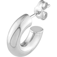 Olas d'Oro - 14K White Gold 6mm Polished Open Hoop Earrings - Lightweight Design