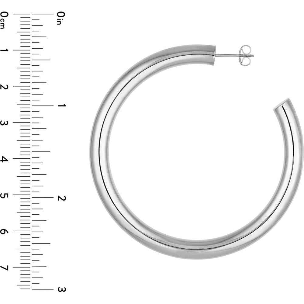 Olas d'Oro - 14K White Gold 6mm x 60mm Tube Hoop Earrings - 10.75 Grams Total Weight