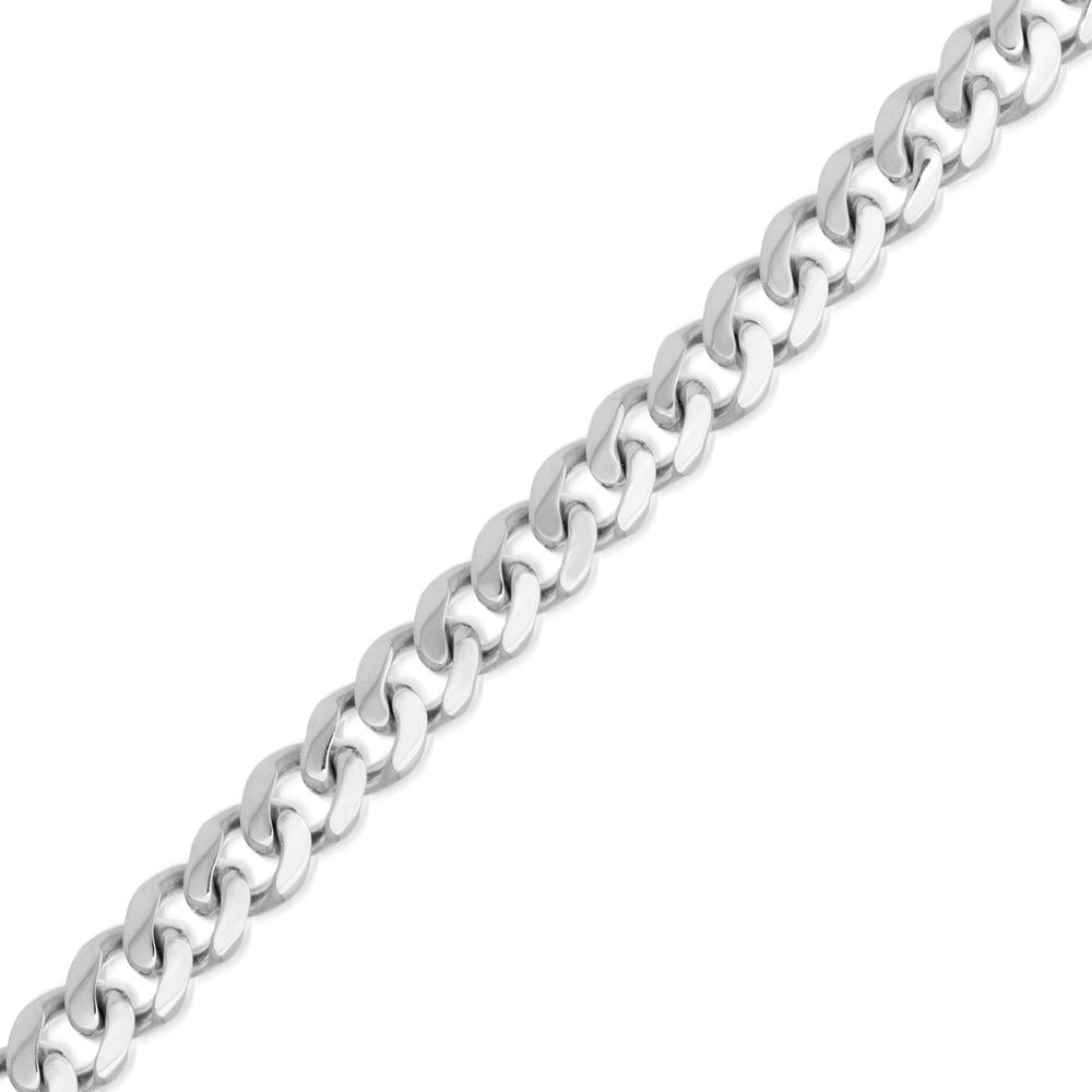 Olas d'Oro - 14K White Gold 7.30mm Miami Cuban Chain Bracelet with Lobster Lock - 22.81 Grams Weight