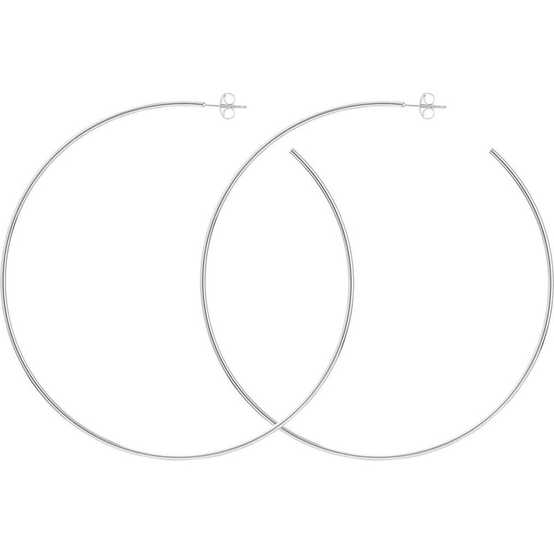Olas d'Oro - 14K White Gold 75mm Hoop Earrings - Stylish and Elegant Design