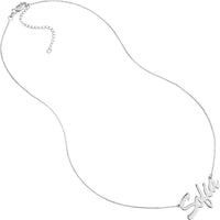 Olas d'Oro - 14K White Gold 7mm Brush Font Nameplate Necklace with Adjustable Chain - Personalized Custom Pendant