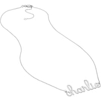 Olas d'Oro - 14K White Gold 7mm Doodle Nameplate Necklace - Customizable