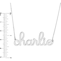 Olas d'Oro - 14K White Gold 7mm Doodle Nameplate Necklace - Customizable