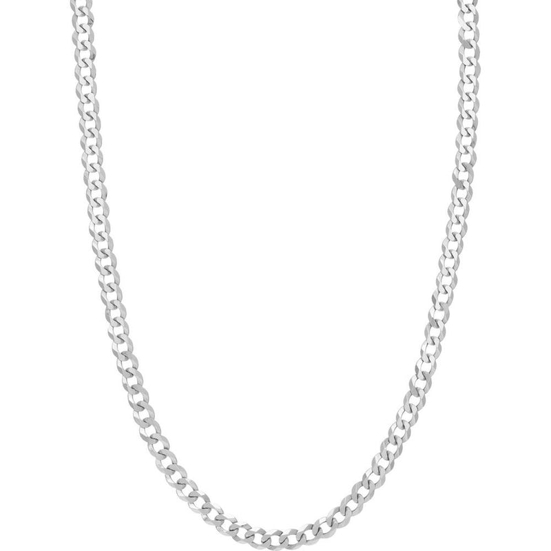 Olas d'Oro - 14K White Gold 7mm Flat Open Cuban Chain - 20" Necklace, 24.25 grams