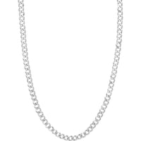 Olas d'Oro - 14K White Gold 7mm Flat Open Cuban Chain Necklace - 24" with Lobster Lock, 29.01 grams