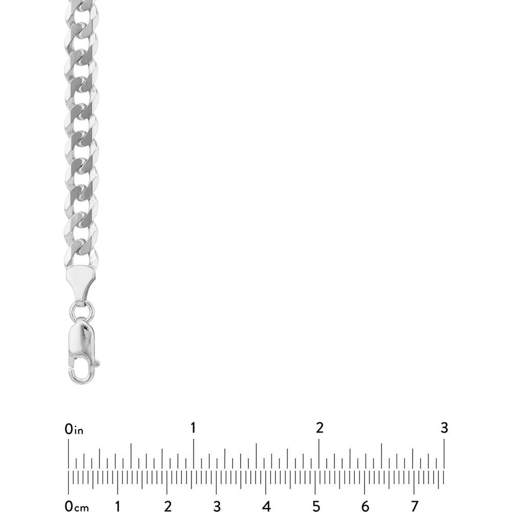 Olas d'Oro - 14K White Gold 7mm Flat Open Cuban Chain Necklace - 24" with Lobster Lock, 29.01 grams
