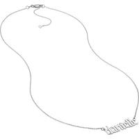 Olas d'Oro - 14K White Gold 7mm Gothic Nameplate Necklace - Customizable Adjustable Length