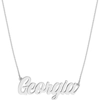 Olas d'Oro - 14K White Gold 7mm Script Font Nameplate Necklace