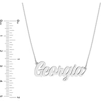 Olas d'Oro - 14K White Gold 7mm Script Font Nameplate Necklace