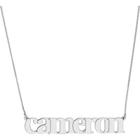 Olas d'Oro - 14K White Gold 7mm Typewriter Font Nameplate Necklace - Custom Personalized Design