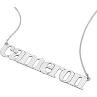 Olas d'Oro - 14K White Gold 7mm Typewriter Font Nameplate Necklace - Custom Personalized Design