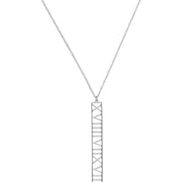 Olas d'Oro - 14K White Gold 7mm Vertical Roman Numeral Pendant Necklace - Fine Jewelry