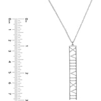 Olas d'Oro - 14K White Gold 7mm Vertical Roman Numeral Pendant Necklace - Fine Jewelry