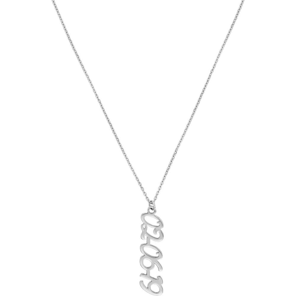 Olas d'Oro - 14K White Gold 7mm Vertical Script Numeral Pendant Necklace
