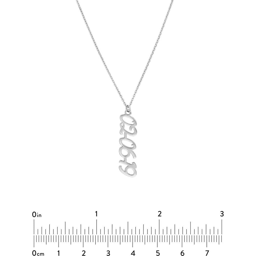 Olas d'Oro - 14K White Gold 7mm Vertical Script Numeral Pendant Necklace