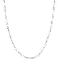 Olas d'Oro - 14K White Gold 8" Concave Figaro Chain Bracelet with Lobster Lock - 3.22 Grams Average Weight