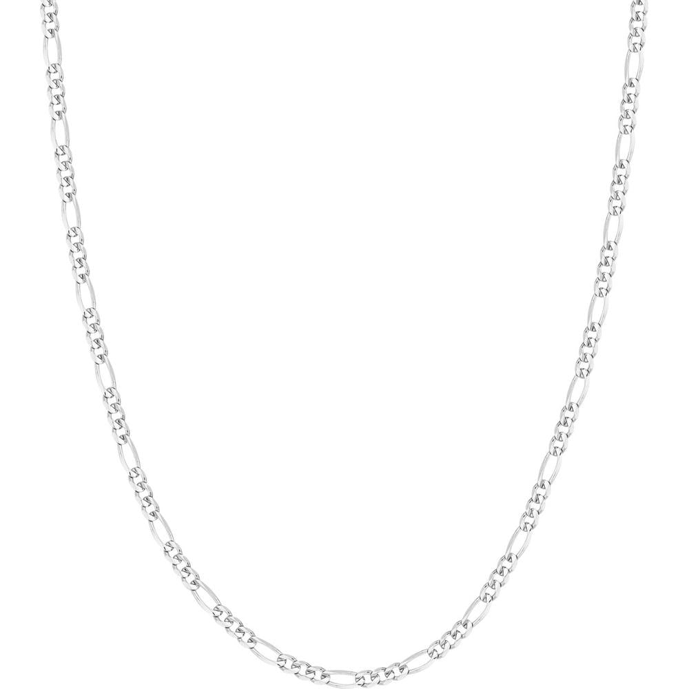 Olas d'Oro - 14K White Gold 8" Concave Figaro Chain Bracelet with Lobster Lock - 3.22 Grams Average Weight