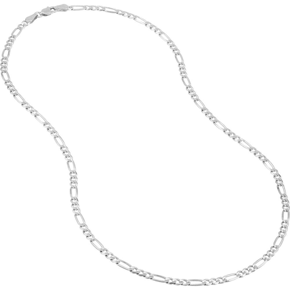 Olas d'Oro - 14K White Gold 8" Concave Figaro Chain Bracelet with Lobster Lock - 3.22 Grams Average Weight