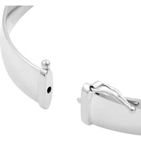 Olas d'Oro - 14K White Gold 8mm Flat Oval Tube Bangle Bold Minimalist Design with Smooth Polished Finish
