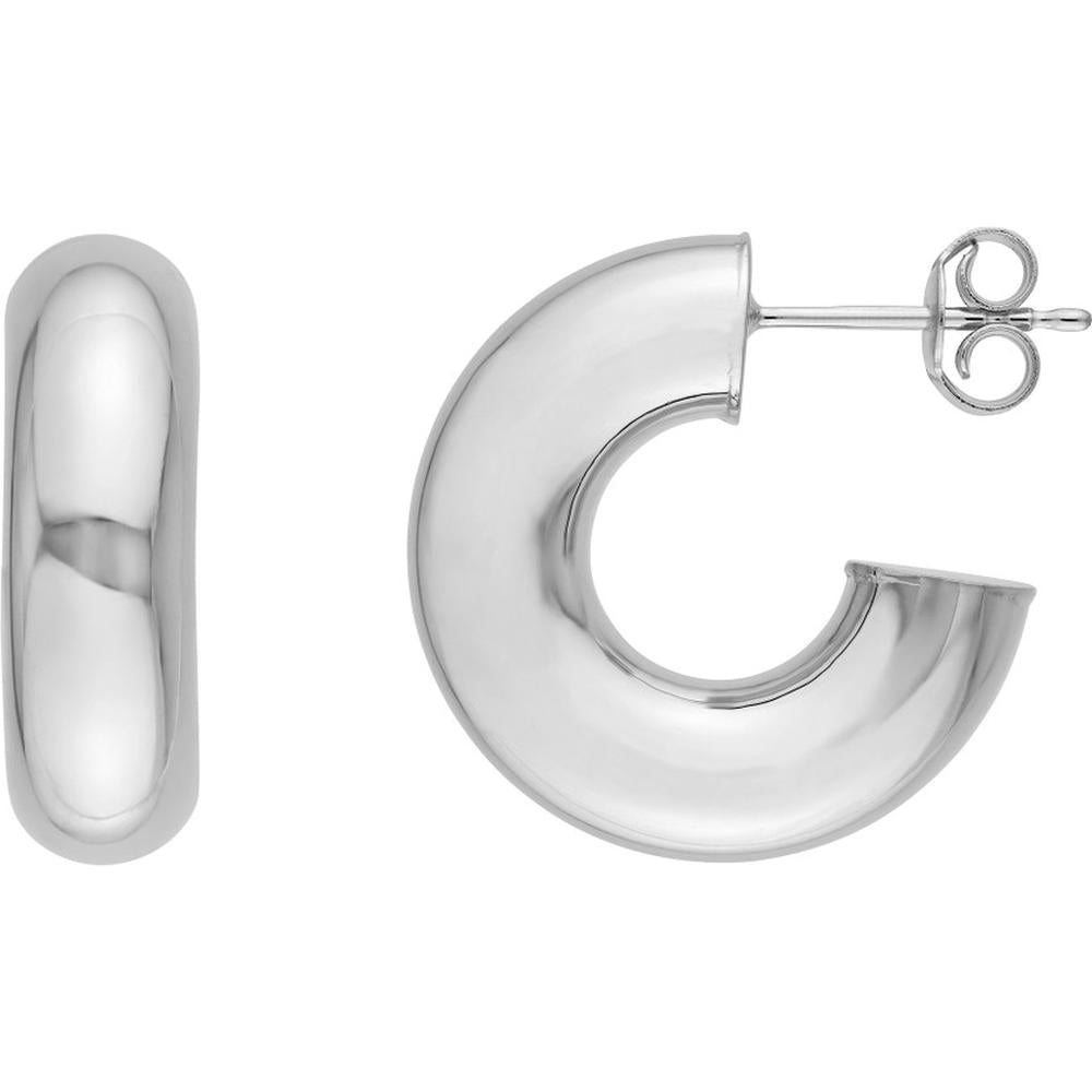 Olas d'Oro - 14K White Gold 8mm ID Polished Open Hoop Earrings - 2.90 Grams Total Weight