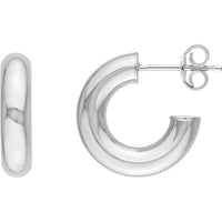 Olas d'Oro - 14K White Gold 8mm Polished Open Hoop Earrings - Lightweight and Comfortable Design