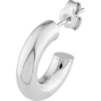 Olas d'Oro - 14K White Gold 8mm Polished Open Hoop Earrings - Lightweight and Comfortable Design