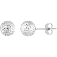 Olas d'Oro - 14K White Gold 8mm Textured Ball Stud Earrings - 1.40 Grams Total Weight