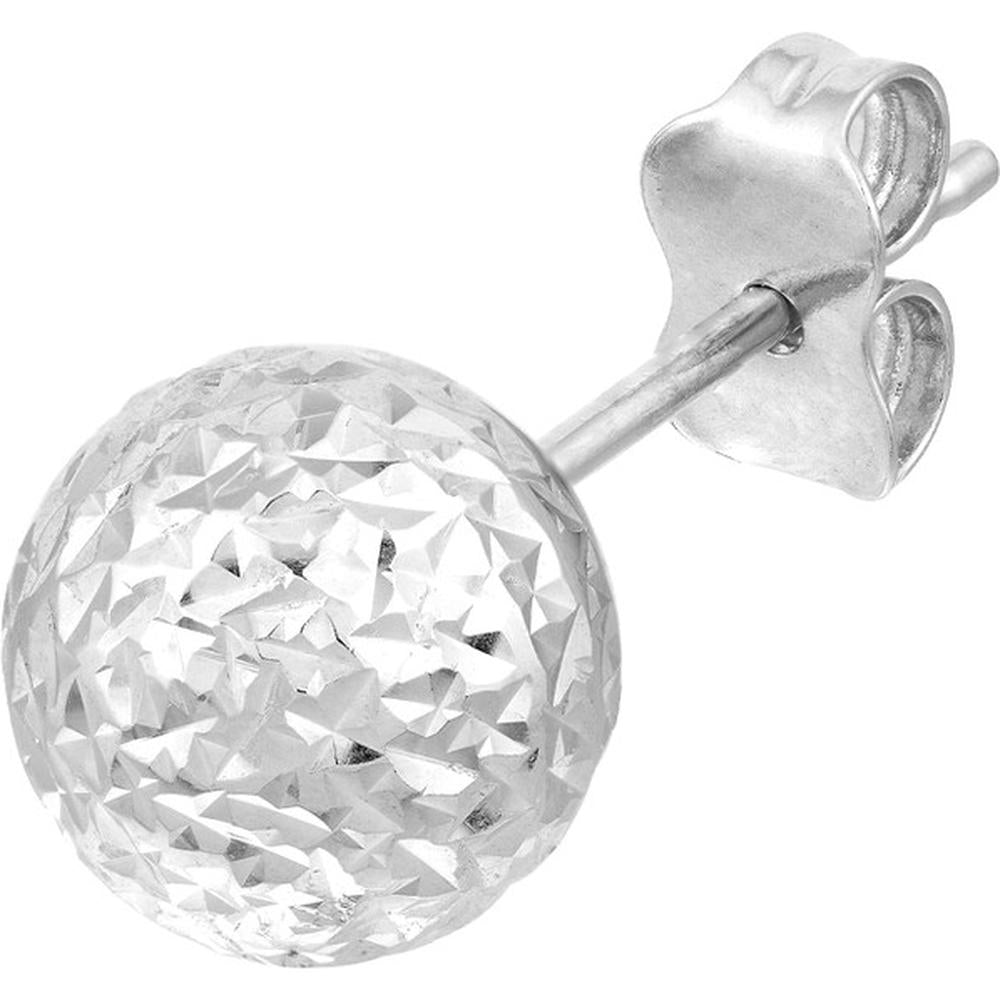Olas d'Oro - 14K White Gold 8mm Textured Ball Stud Earrings - 1.40 Grams Total Weight