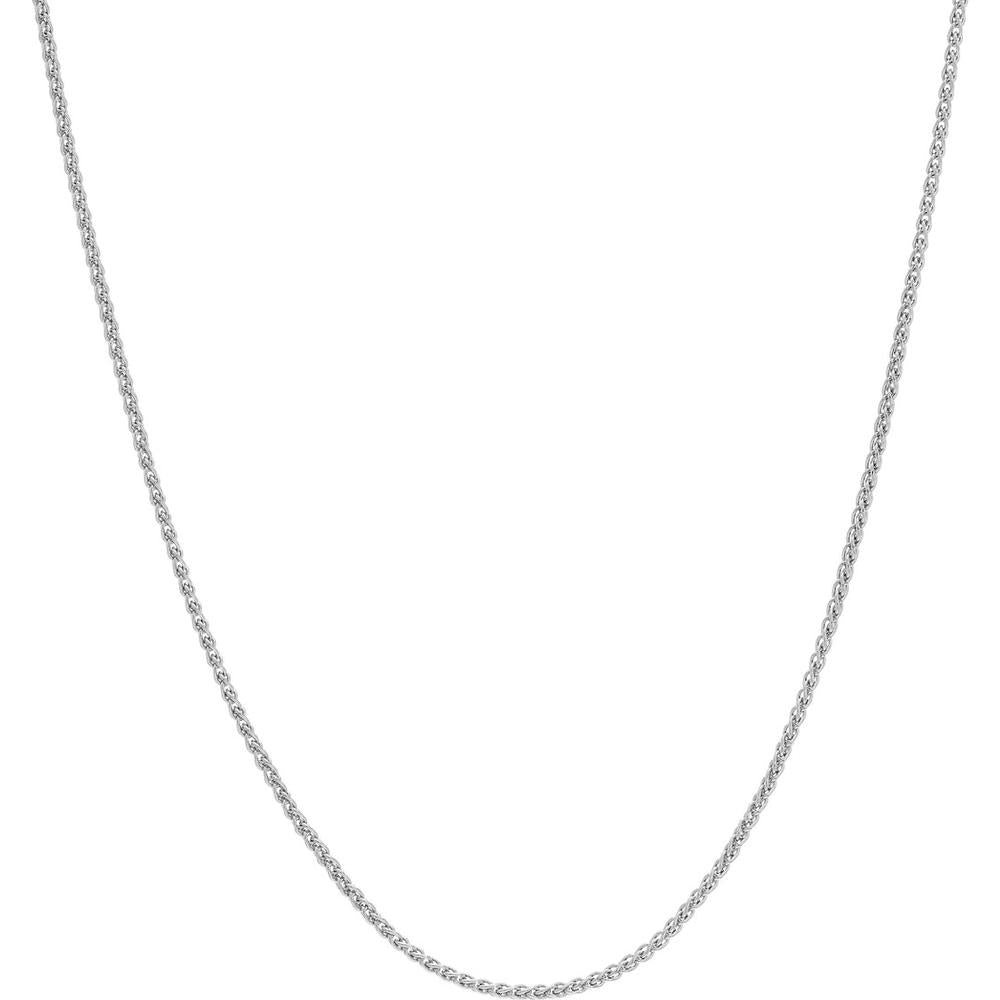 Olas d'Oro - 14K White Gold Adjustable 0.85mm Wheat Chain Necklace with Lobster Lock - 18"