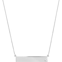 Olas d'Oro - 14K White Gold Adjustable 18" Bar Necklace with 2pt Diamond Accent