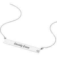 Olas d'Oro - 14K White Gold Adjustable 18" Bar Necklace with 2pt Diamond Accent