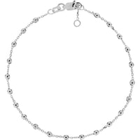 Olas d'Oro - 14K White Gold Adjustable Beaded Diamond Cut Bracelet 1.74 Grams Weight