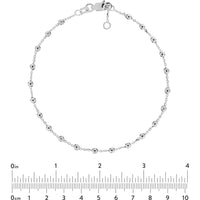 Olas d'Oro - 14K White Gold Adjustable Beaded Diamond Cut Bracelet 1.74 Grams Weight