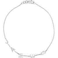 Olas d'Oro - 14K White Gold Adjustable Block Initials Bracelet