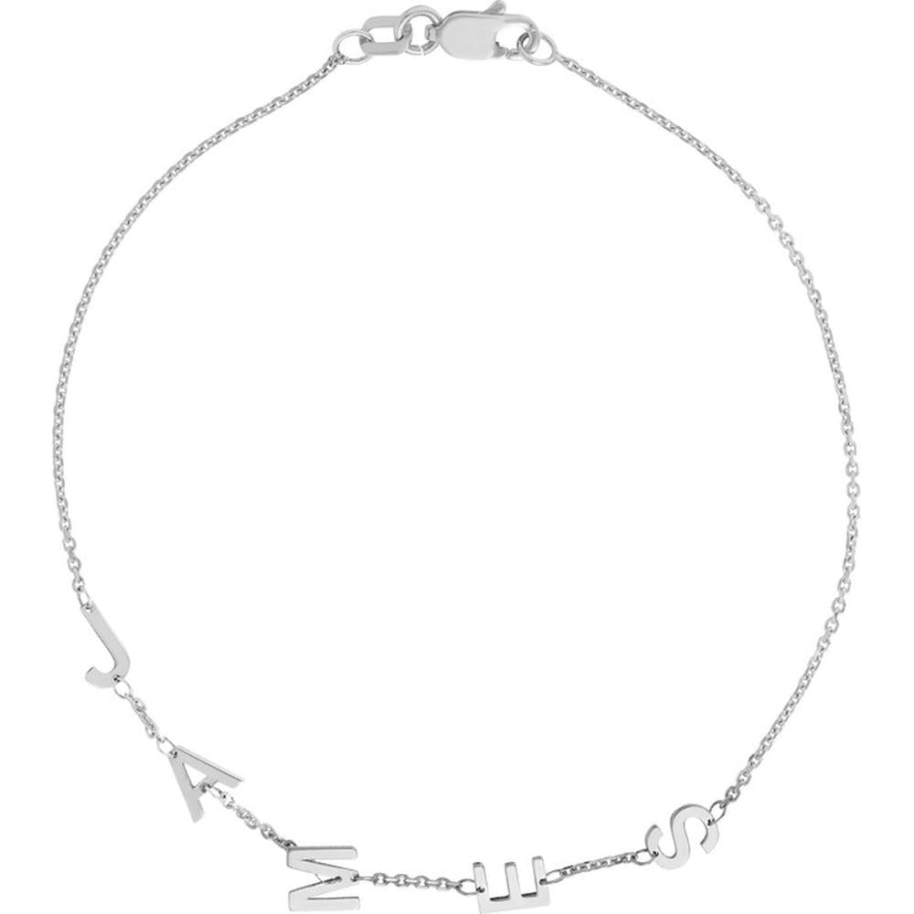 Olas d'Oro - 14K White Gold Adjustable Block Initials Bracelet