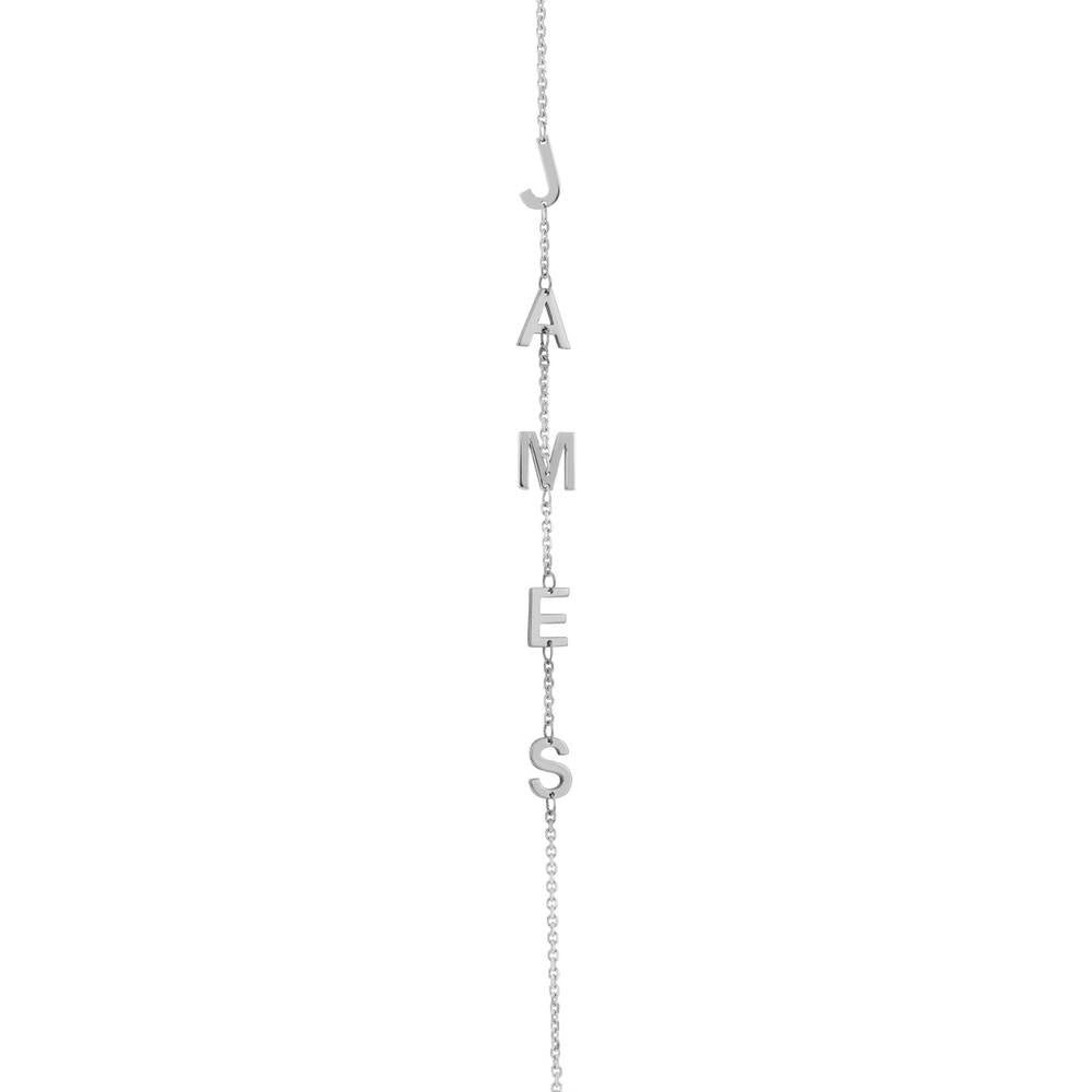Olas d'Oro - 14K White Gold Adjustable Block Initials Bracelet