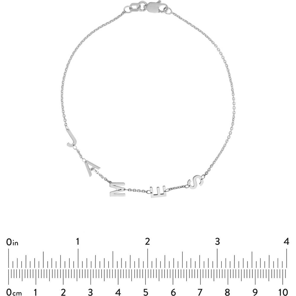 Olas d'Oro - 14K White Gold Adjustable Block Initials Bracelet