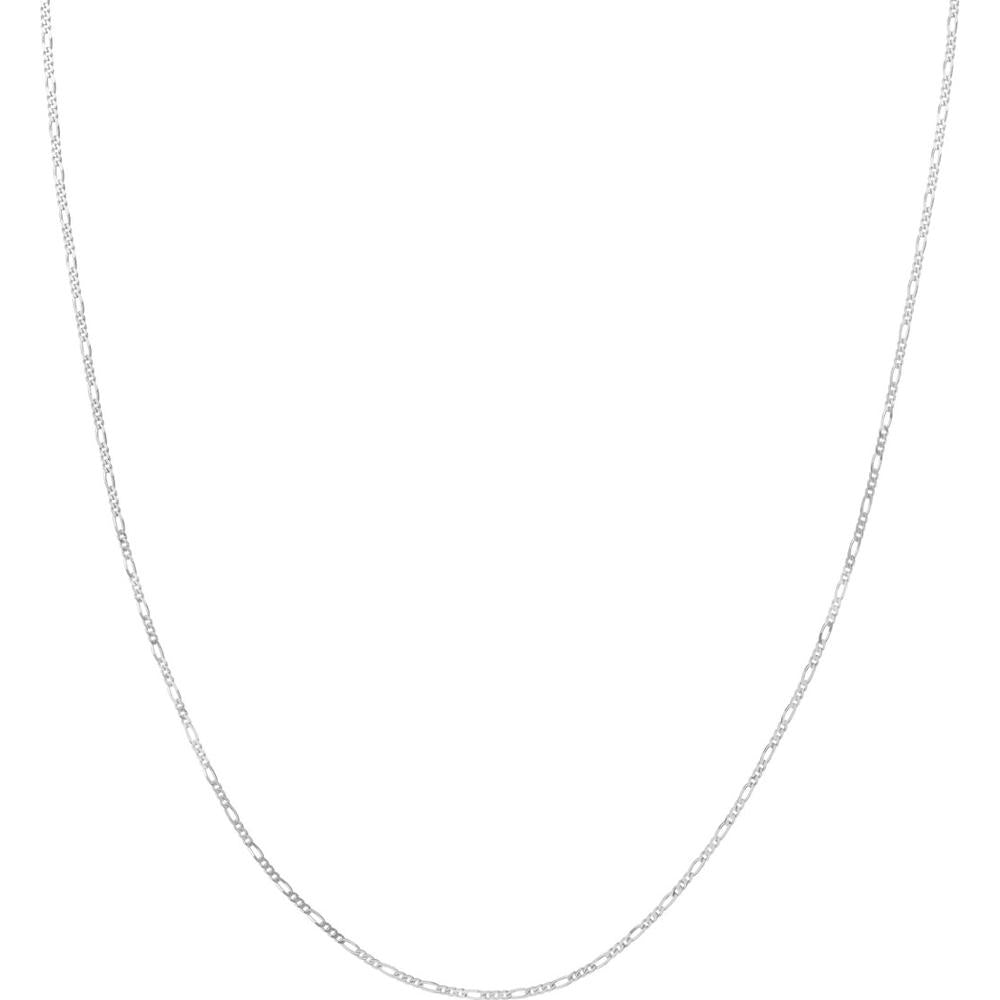 Olas d'Oro - 14K White Gold Adjustable Child's Figaro Chain Necklace - 13-15" Length, 1.28mm Width